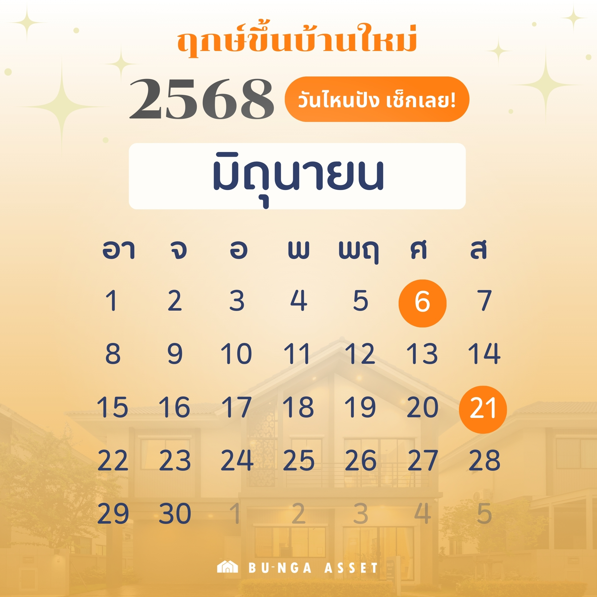 ฤกษ์ขึ้นบ้านใหม่ 2568 ทำบุญบ้านใหม่วันไหนดี | BungaAsset