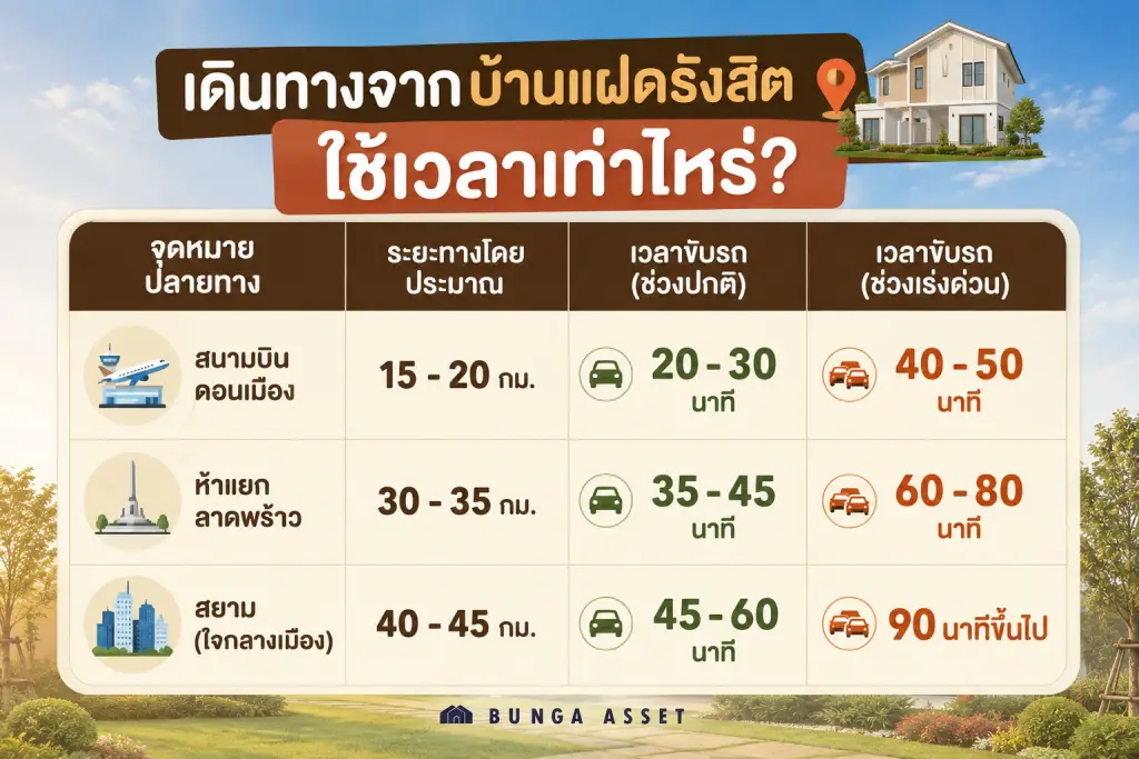   บ้านรังสิตวงแหวน เดินทางจากเมืองนานเท่าไหร่